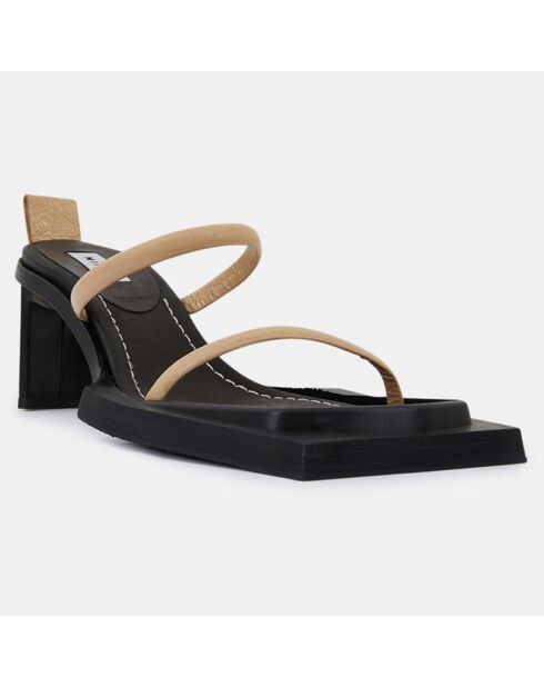 Mules de charol beige - tacón de 6 cm