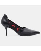 Escarpins en Cuir Mo noir/rouge - Talon 7,5 cm