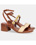 Sandales en Cuir & Raphia marron - Talon 6 cm