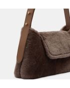 Sac enveloppe en Cuir & Peau Shearli marron foncé 16x28x6 cm