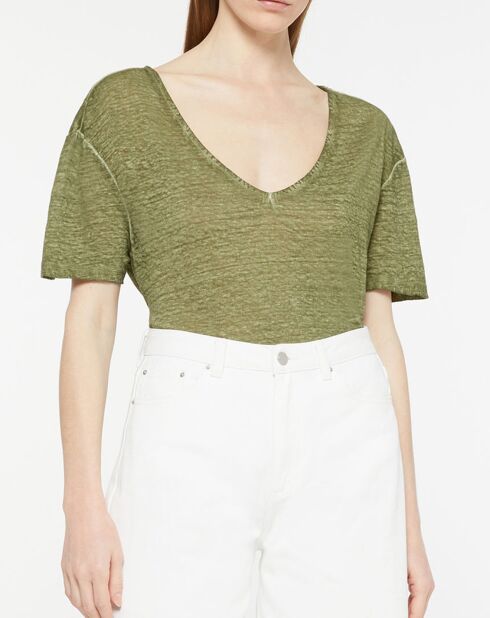 T-shirt Nada khaki 100% lino