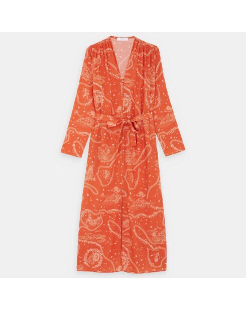 Robe longue imprimée orange