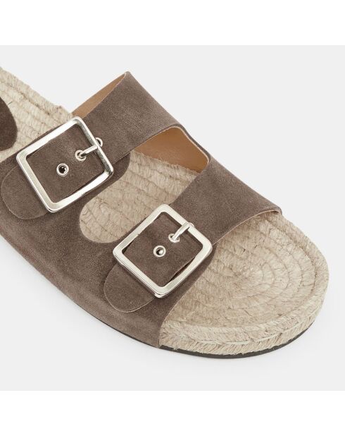 Bruine fluwelen leren muiltjes van Maypol