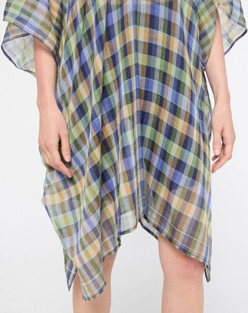 Robe poncho de plage Élia en Coton bio Chroma bleu/vert