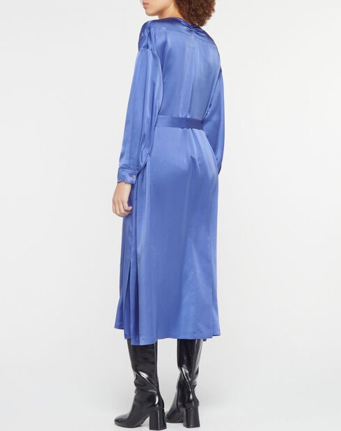 Robe longue 100% Soie Abito bleue