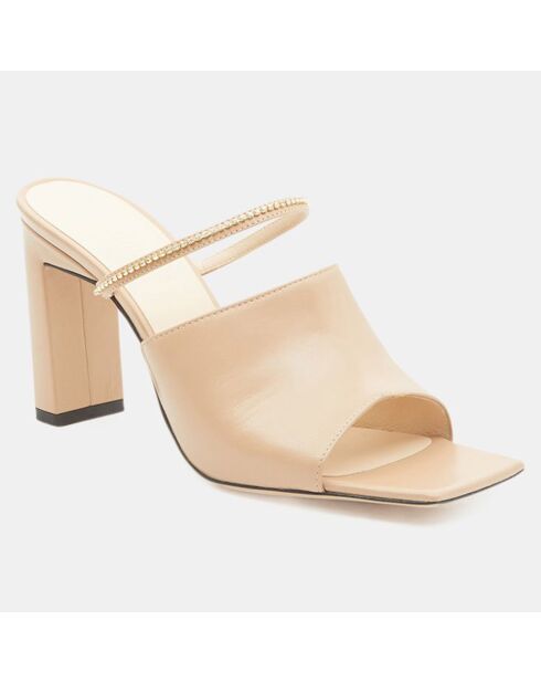 Mules en Cuir nude - Talon 9 cm