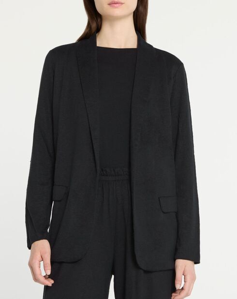 Veste en Lin mélangé poches plaquées noire