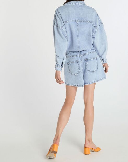 Maha jeansblauwe korte jumpsuit van denim