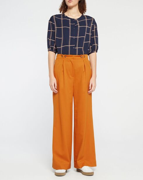 Pantaloni larghi in misto lana arancioni Amor Marin