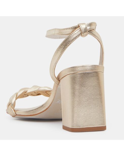 Leren sandalen met goudkleurige gevlochten band - Hak 7 cm