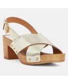 Sandales sabot en Cuir dorées - Talon 7 cm