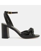 Sandales en Cuir ornées d'un nœud noires - Talon 7,5 cm