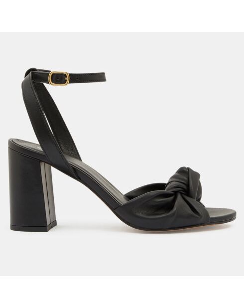 Sandales en Cuir ornées d'un nœud noires - Talon 7,5 cm