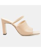 Mules en Cuir nude - Talon 9 cm