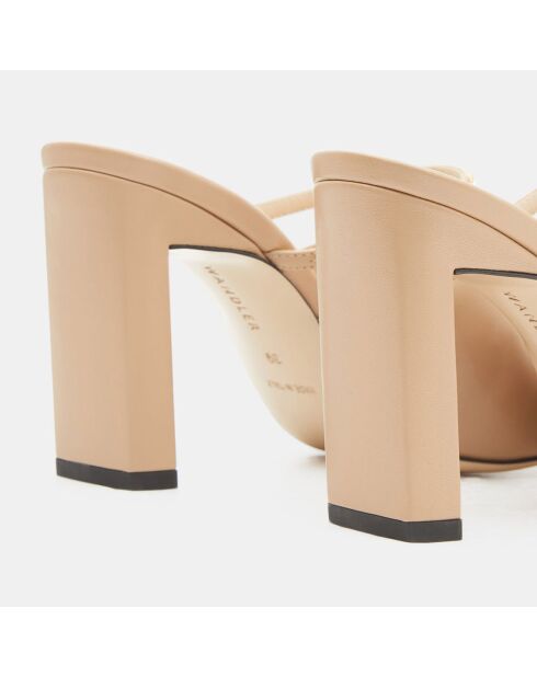 Mules en Cuir nude - Talon 9 cm