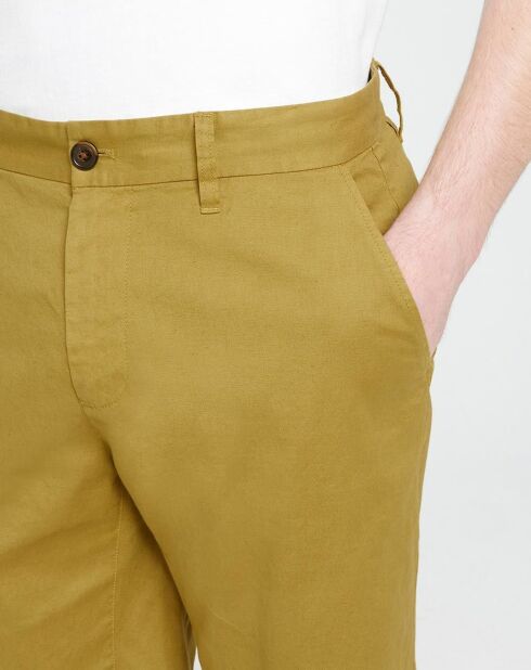 Muberlin Bermudashorts in normaler Passform aus Baumwolle und Leinen, khaki
