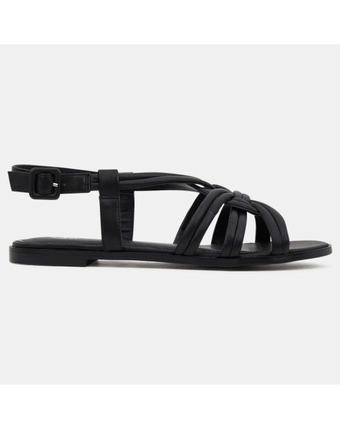 Schwarze Ledersandalen mit Kreuzriemen