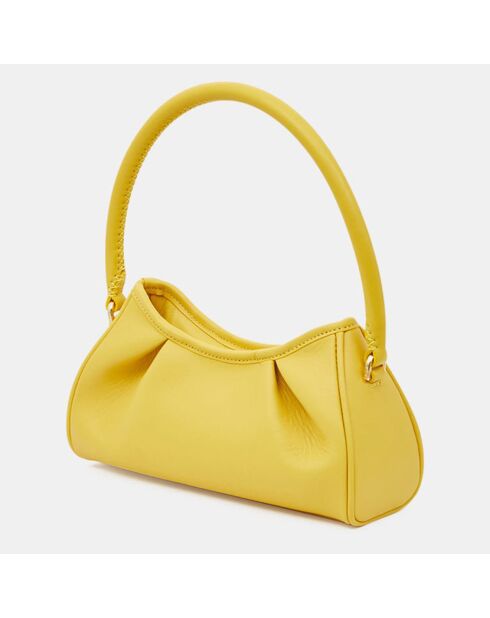 Sac à main en Cuir Small Dimple jaune 13x23x8,5 cm