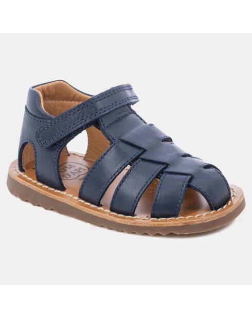 Sandales en Cuir Waff Papy bleu marine