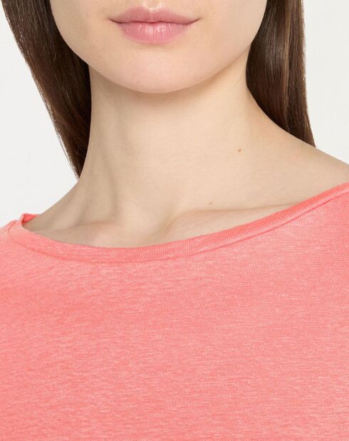 Rosafarbenes T-Shirt aus Leinenmischung mit U-Boo