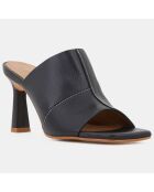 Mules en Cuir Rita noires - Talon 9 cm