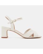 Sandales en Cuir à brides croisées bout carré blanches - Talon 5.5 cm