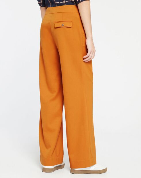 Pantaloni larghi in misto lana arancioni Amor Marin