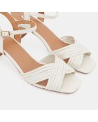 Sandales en Cuir à brides croisées bout carré blanches - Talon 5.5 cm