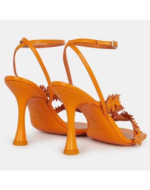 Sandali arancioni in pelle - tacco 9 cm