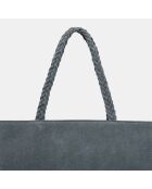 Sac cabas en Velours de cuir Split Exclu bleu foncé 25x44x15 cm