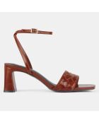 Sandales en Cuir à bride tressée marron - Talon 6,5 cm