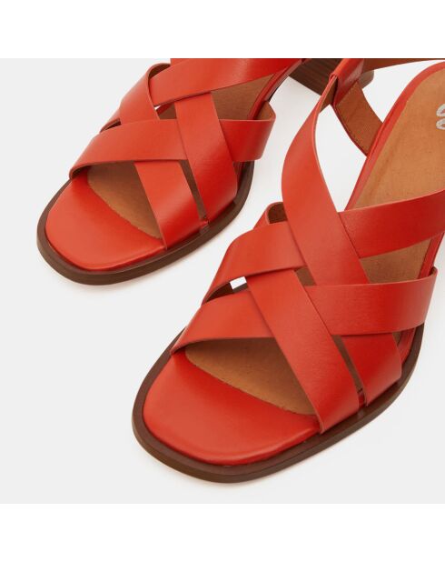 Sandales en Cuir à brides croisées orange - Talon 5,5 cm