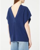 Pull 100% Cachemire Folie manches courtes bleu foncé