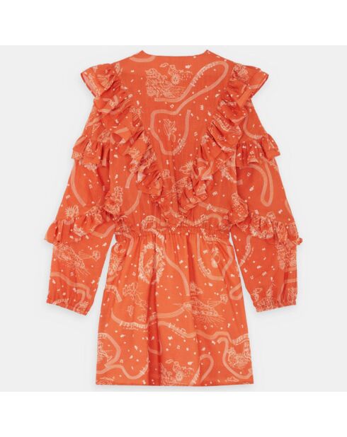 Mini-jurk met oranje print