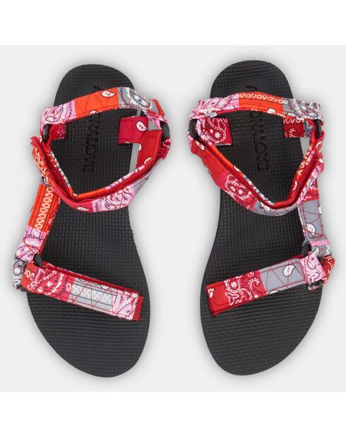 Sandales Quilt Trekky rouge/rose/noir