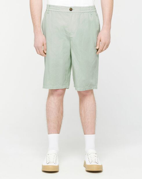 Bermuda en Coton & Lin Regular Fit Mudalin Cordon vert clair