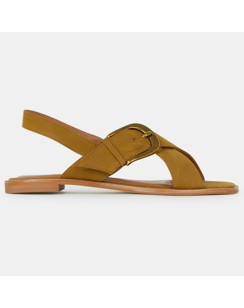 Sandales en Velours de Cuir à boucle kaki