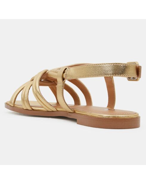 Sandales en Cuir à brides croisées dorées