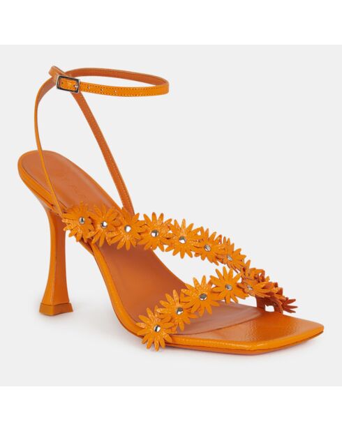 Sandali arancioni in pelle - tacco 9 cm