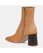 Boots en Cuir beiges - Talon 7 cm