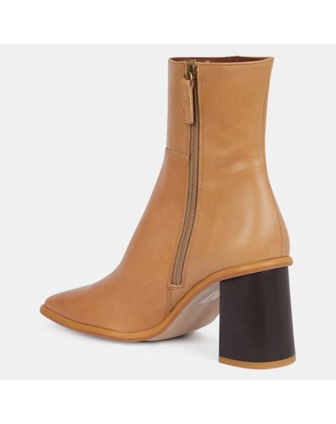 Boots en Cuir beiges - Talon 7 cm