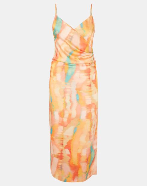 Langes Kleid Clem mit orangem Fantasy-Print
