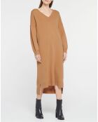 Robe pull en Laine & Cachemire Divine col V camel