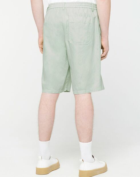 Bermuda en Coton & Lin Regular Fit Mudalin Cordon vert clair