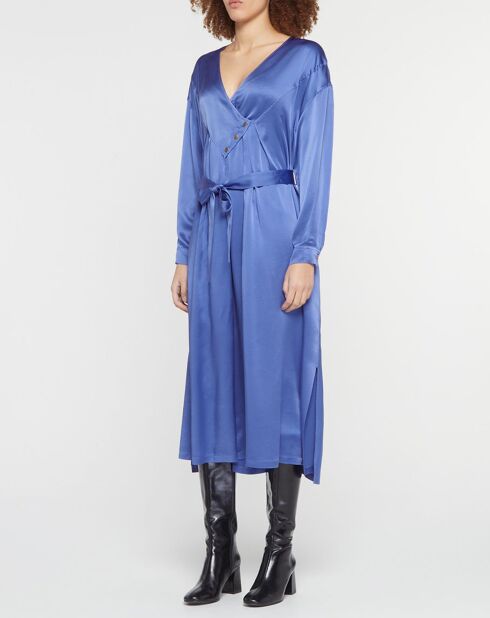 Robe longue 100% Soie Abito bleue