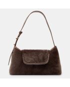 Sac enveloppe en Cuir & Peau Shearli marron foncé 16x28x6 cm