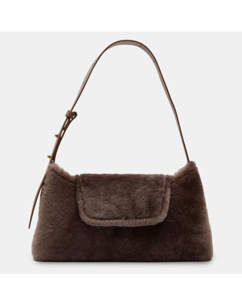 Sac enveloppe en Cuir & Peau Shearli marron foncé 16x28x6 cm