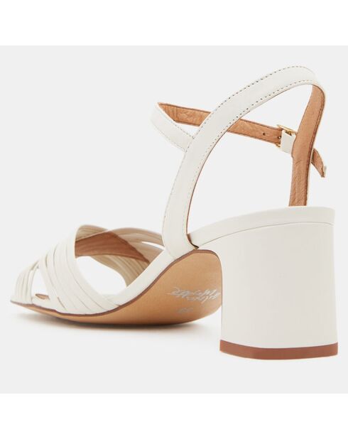 Sandales en Cuir à brides croisées bout carré blanches - Talon 5.5 cm