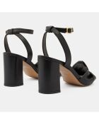 Sandales en Cuir ornées d'un nœud noires - Talon 7,5 cm