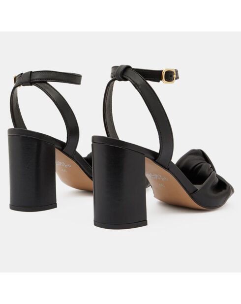 Sandales en Cuir ornées d'un nœud noires - Talon 7,5 cm